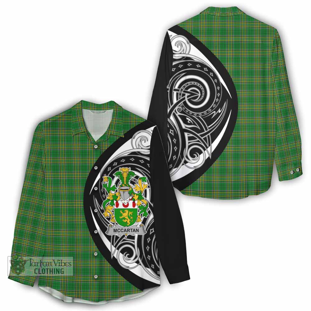 McCartan Irish Clan Women's Casual Shirt Celtic Circle Style - Tartan Vibes Clothing