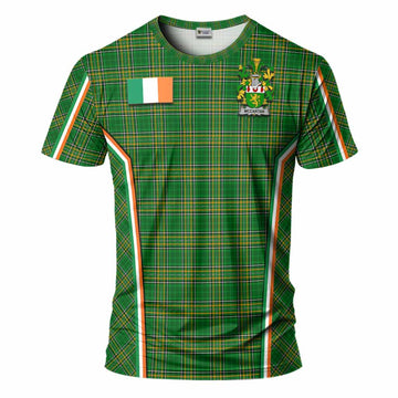 McCartan Irish Clan Coat of Arm Tartan T-Shirt Flag Style