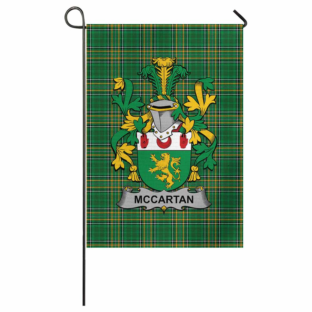 McCartan Irish Clan Tartan Flag with Coat of Arms