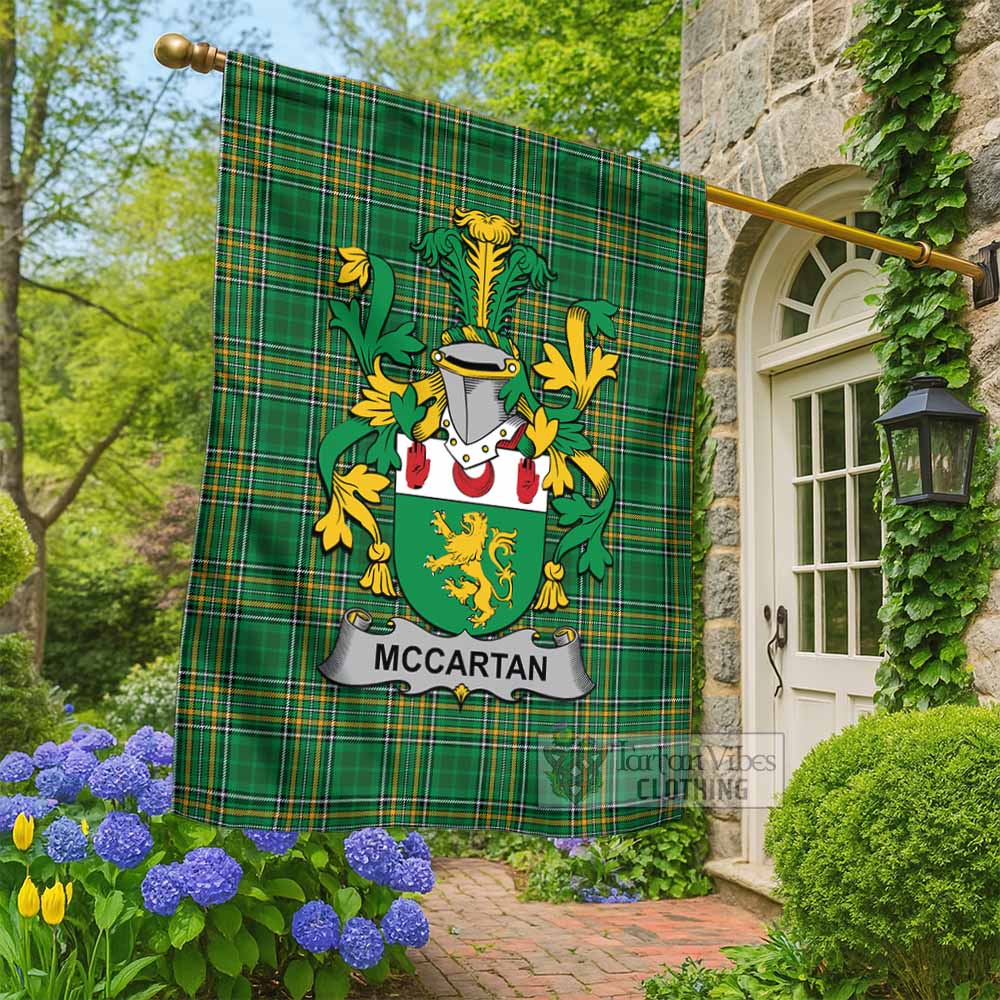 McCartan Irish Clan Tartan Flag with Coat of Arms