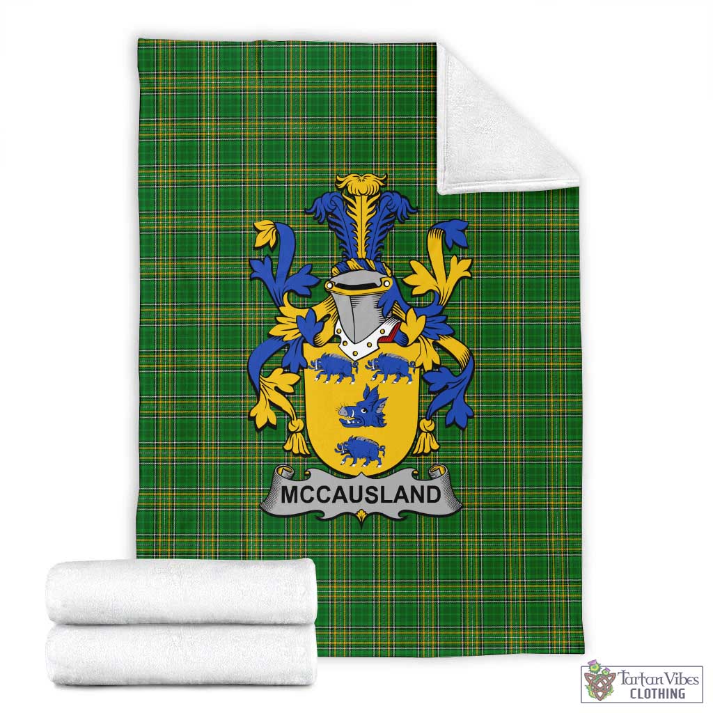 McCausland Irish Clan Tartan Blanket with Coat of Arms X-Large 59 x 79 inches 150 x 200 cm - Tartan Vibes Clothing