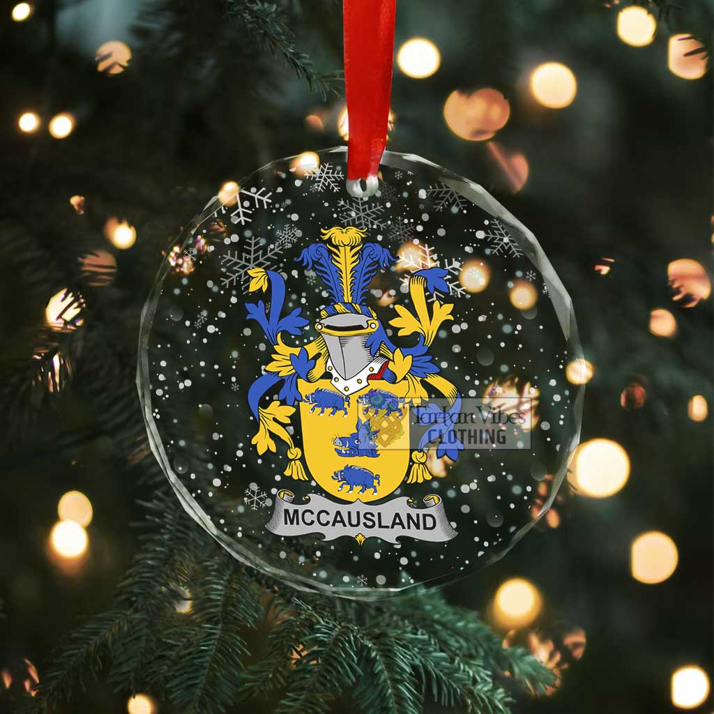 McCausland Irish Clan Christmas Glass Ornament with Coat of Arms - 2D-tartanvibesclothing