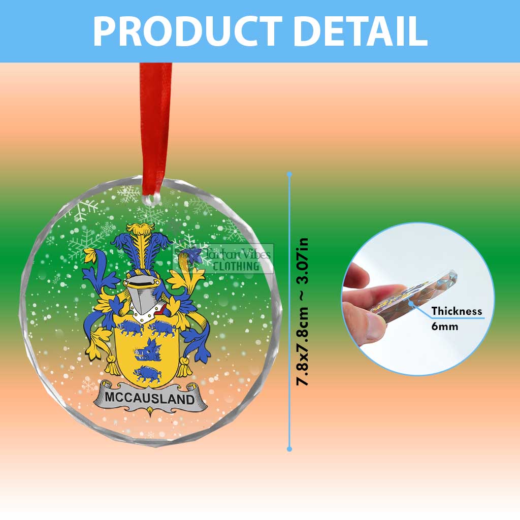 McCausland Irish Clan Christmas Glass Ornament with Coat of Arms - 2D-tartanvibesclothing