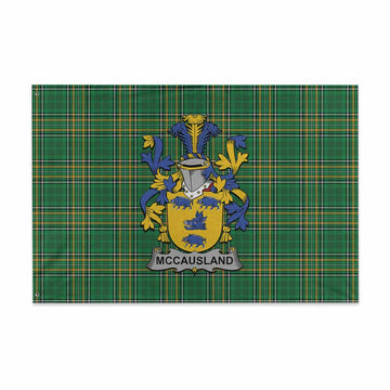 Tartan Vibes Clothing McCausland Irish Clan Tartan House Flag with Coat of Arms