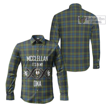 McClellan Ancient Tartan Long Sleeve Button Shirt with Family Crest DNA In Me Style Men's Shirt - Tartanvibesclothing Shop
