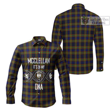 McClellan Modern Tartan Long Sleeve Button Shirt with Family Crest DNA In Me Style Men's Shirt - Tartanvibesclothing Shop