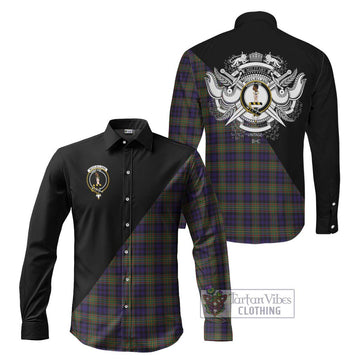 McClelland Tartan Long Sleeve Button Shirt with Family Crest and Military Logo Style Men's Shirt S - Tartanvibesclothing Shop