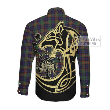 McClelland Tartan Long Sleeve Button Shirt with Family Crest Celtic Wolf Style Men's Shirt - Tartan Vibes Clothing