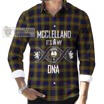 McClelland Modern Tartan Long Sleeve Button Shirt with Family Crest DNA In Me Style Men's Shirt S - Tartanvibesclothing Shop