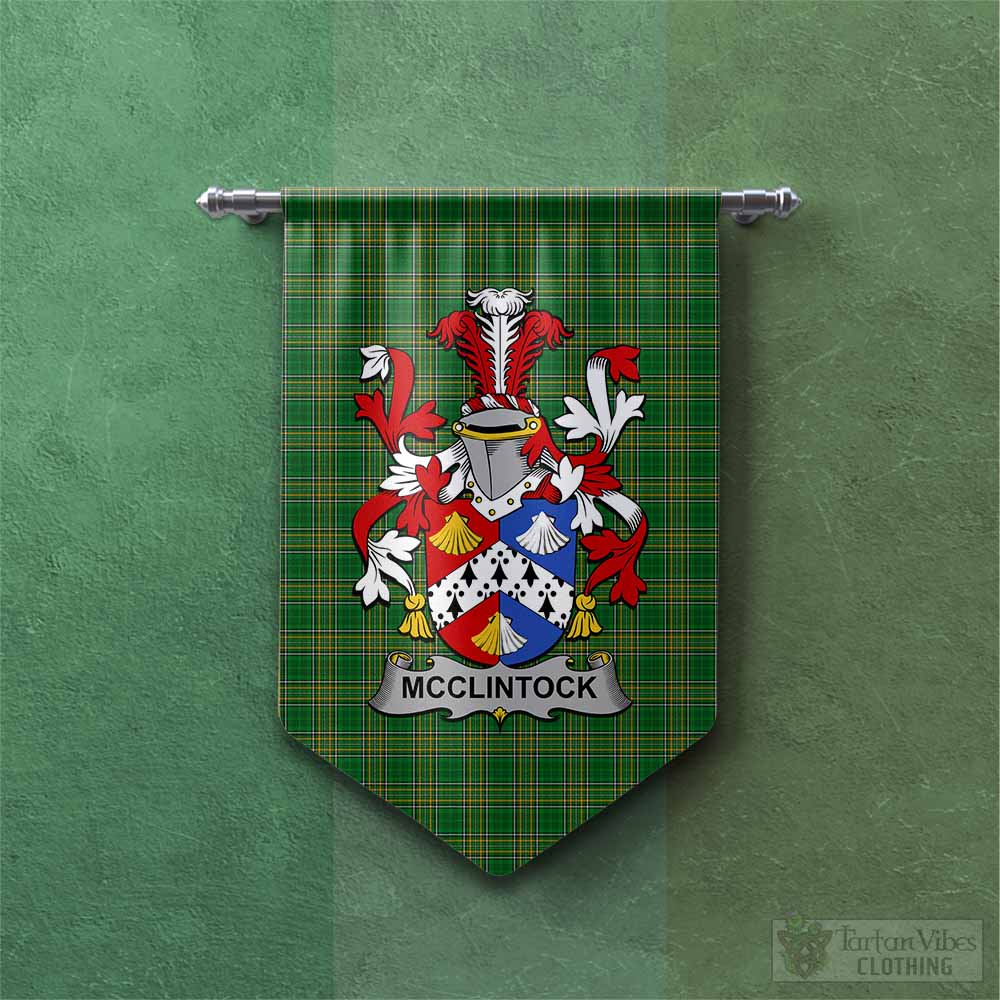 Tartan Vibes Clothing McClintock Irish Clan Tartan Gonfalon, Tartan Banner with Coat of Arms