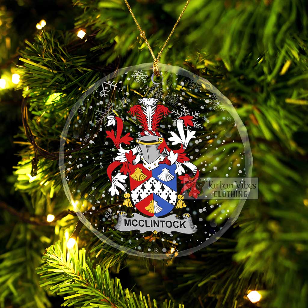 McClintock Irish Clan Christmas Glass Ornament with Coat of Arms Transparent Glass Circle - 2D-tartanvibesclothing