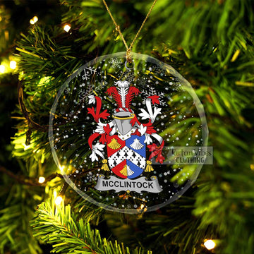 Tartan Vibes Clothing McClintock Irish Clan Christmas Glass Ornament with Coat of Arms