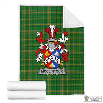 Tartan Vibes Clothing McClintock Irish Clan Tartan Blanket with Coat of Arms