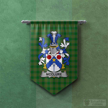 Tartan Vibes Clothing McClure Irish Clan Tartan Gonfalon, Tartan Banner with Coat of Arms