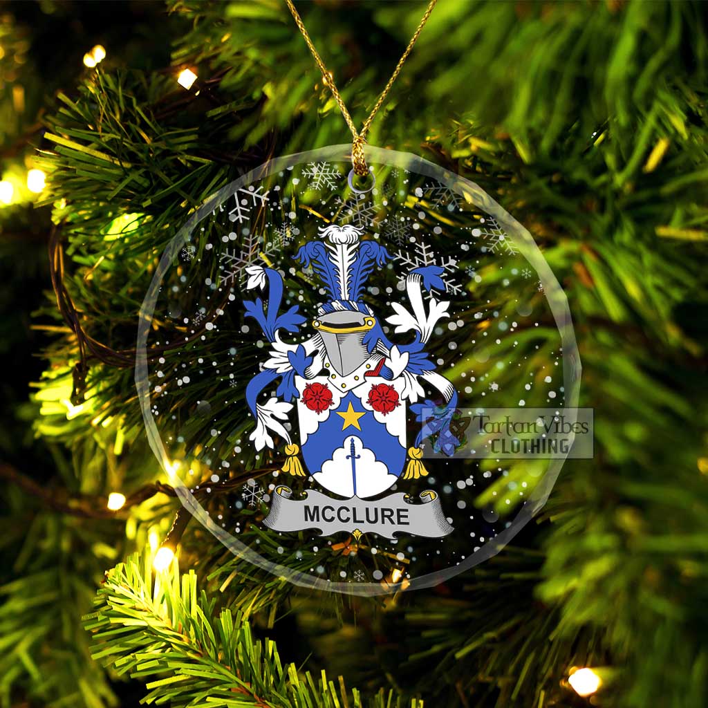 McClure Irish Clan Christmas Glass Ornament with Coat of Arms Transparent Glass Circle - 2D-tartanvibesclothing