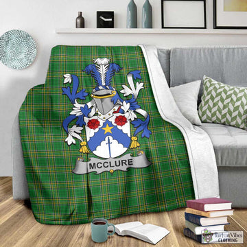 Tartan Vibes Clothing McClure Irish Clan Tartan Blanket with Coat of Arms