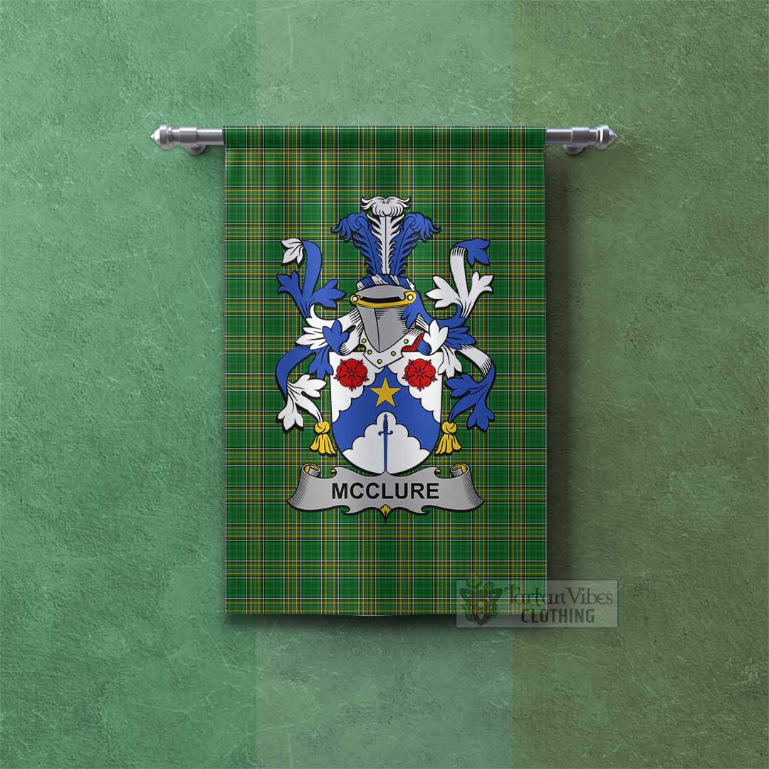 Tartan Vibes Clothing McClure Irish Clan Tartan Gonfalon, Tartan Banner with Coat of Arms
