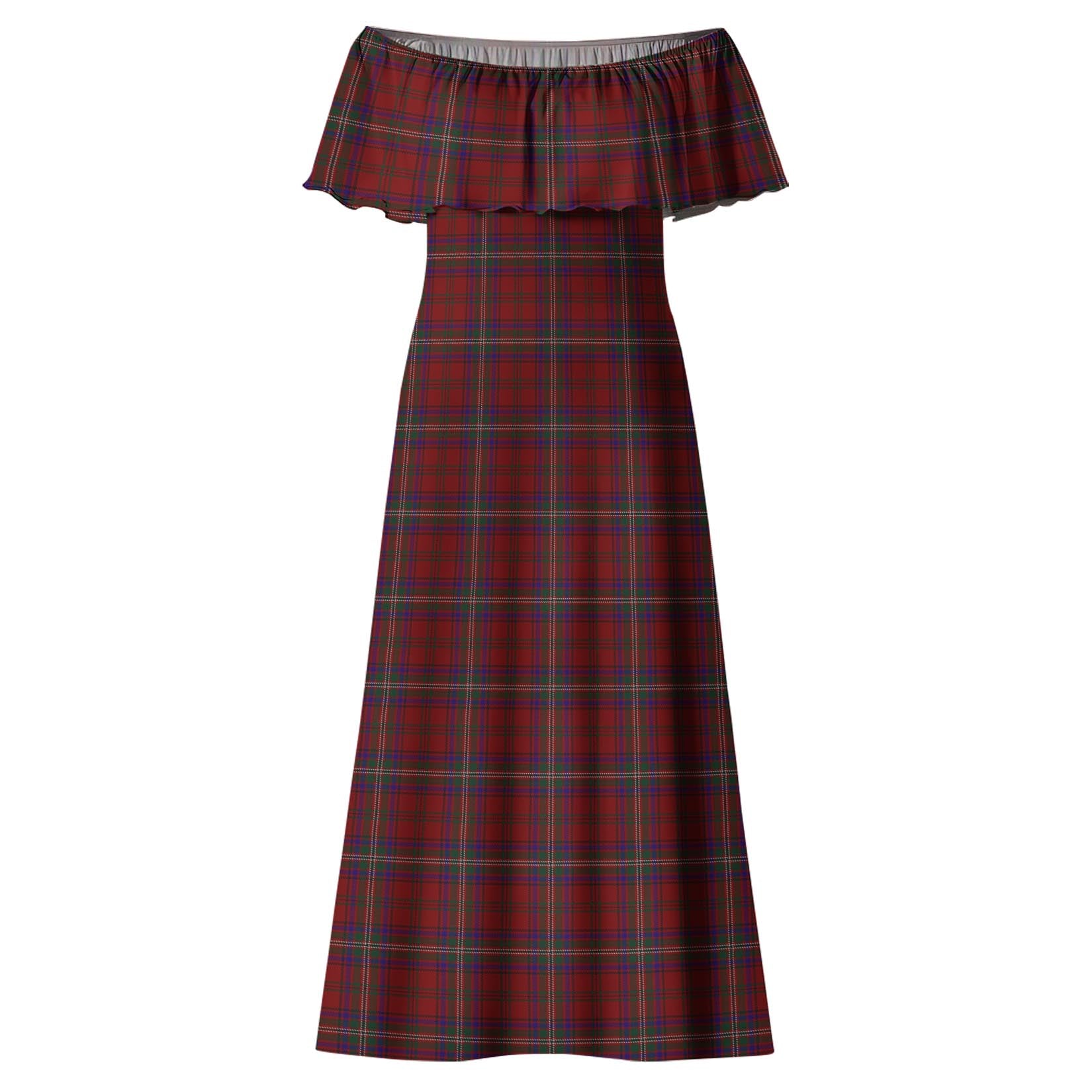 McClure Tartan Off Shoulder Long Dress - Tartan Vibes Clothing