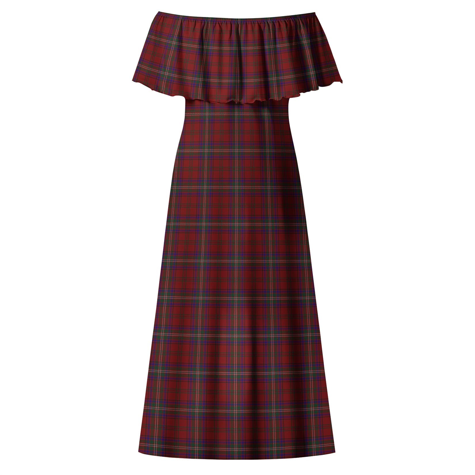 McClure Tartan Off Shoulder Long Dress - Tartan Vibes Clothing