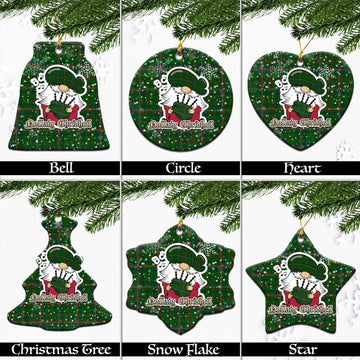 McClure Hunting Tartan Christmas Ceramic Ornaments with Scottish Gnome Playing Bagpipes Ceramic - Tartan Vibes Clothing