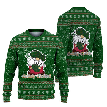 McClure Hunting Clan Christmas Family Knitted Sweater with Funny Gnome Playing Bagpipes