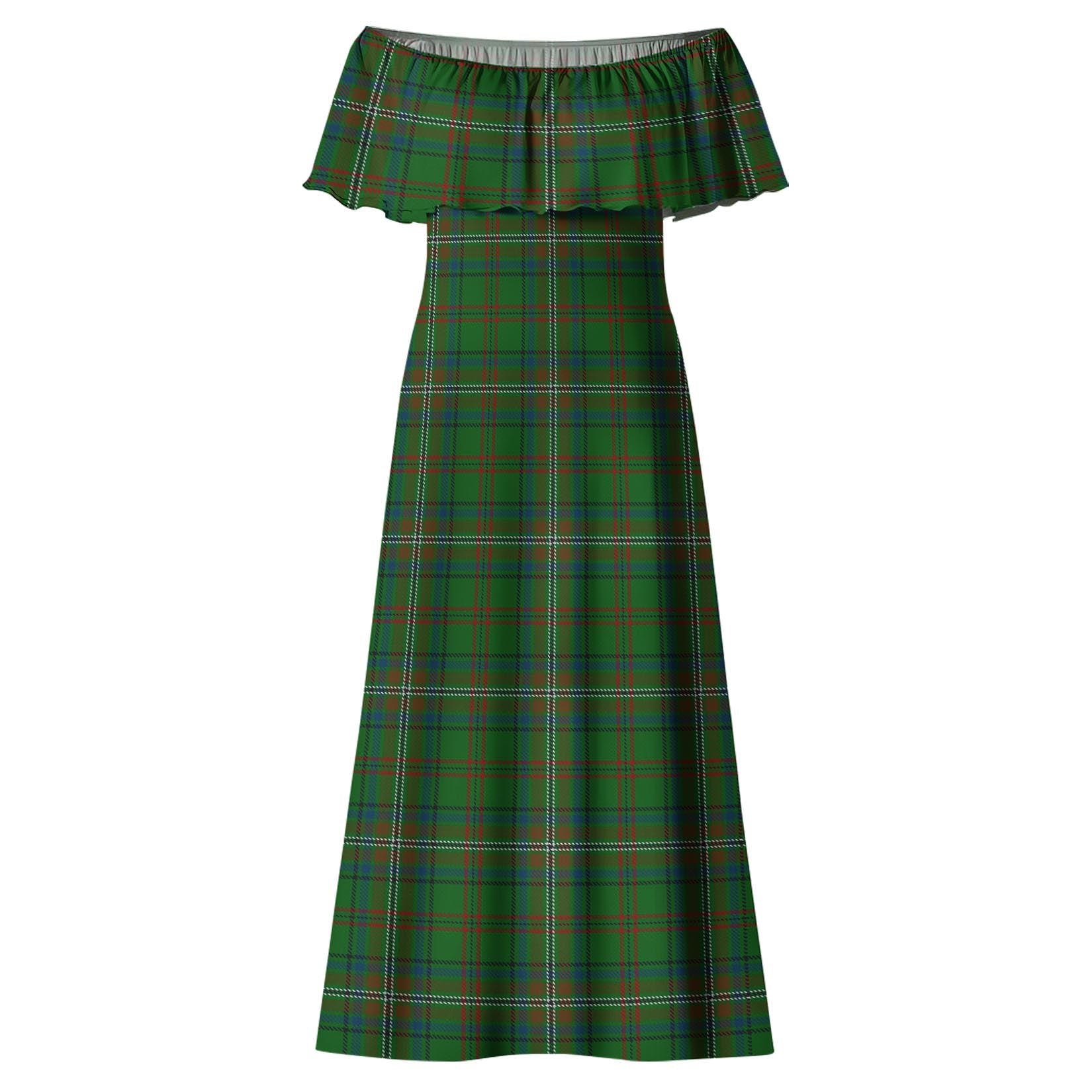 McClure Hunting Tartan Off Shoulder Long Dress - Tartan Vibes Clothing