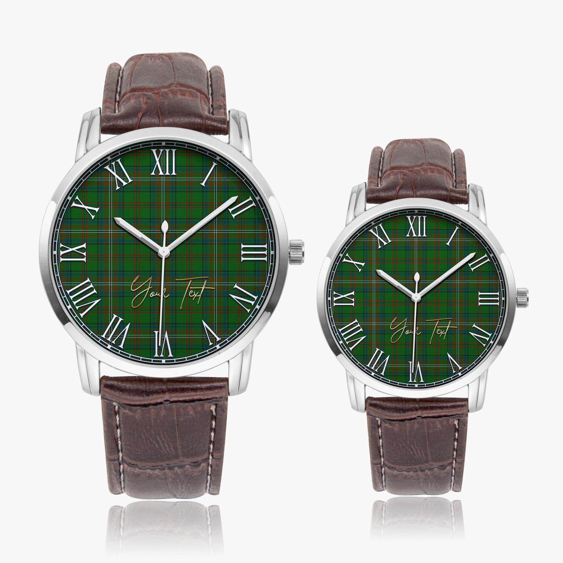 McClure Hunting Tartan Personalized Your Text Leather Trap Quartz Watch - Tartan Vibes Clothing