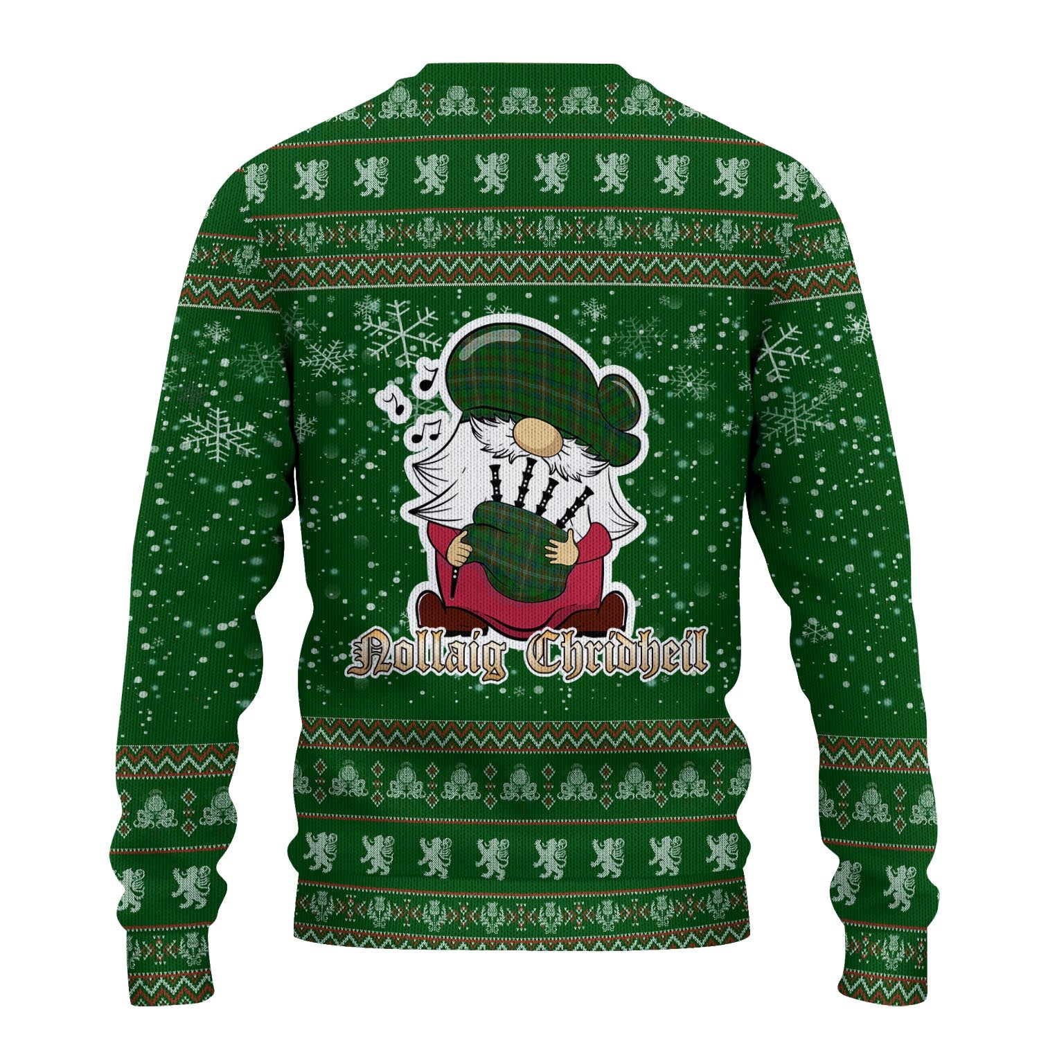 McClure Hunting Clan Christmas Family Knitted Sweater with Funny Gnome Playing Bagpipes - Tartanvibesclothing