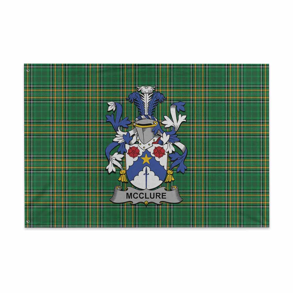 Tartan Vibes Clothing McClure Irish Clan Tartan House Flag with Coat of Arms