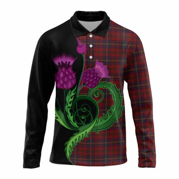 McClure Tartan Long Sleeve Polo Shirt Traditional Scottish Thistle