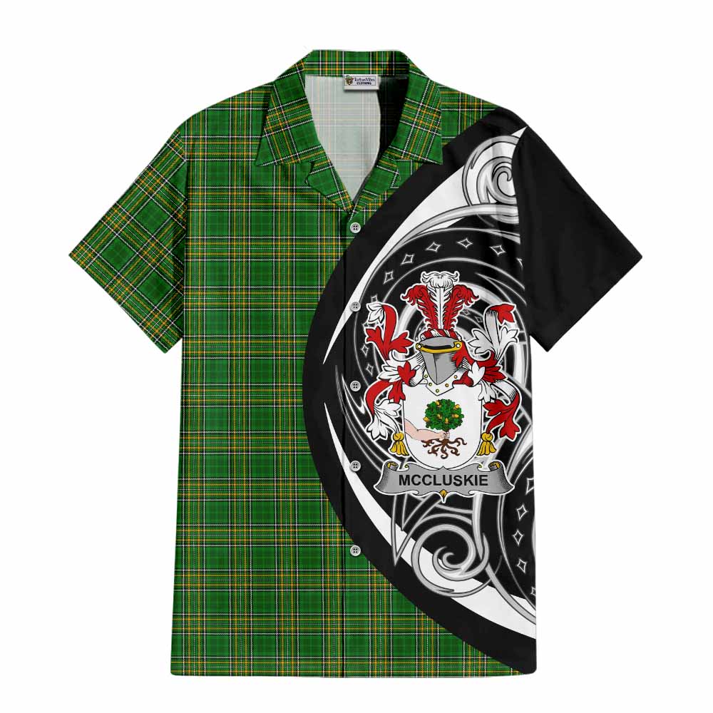 Tartan Vibes Clothing McCluskie Irish Clan Short Sleeve Button Shirt Celtic Circle Style