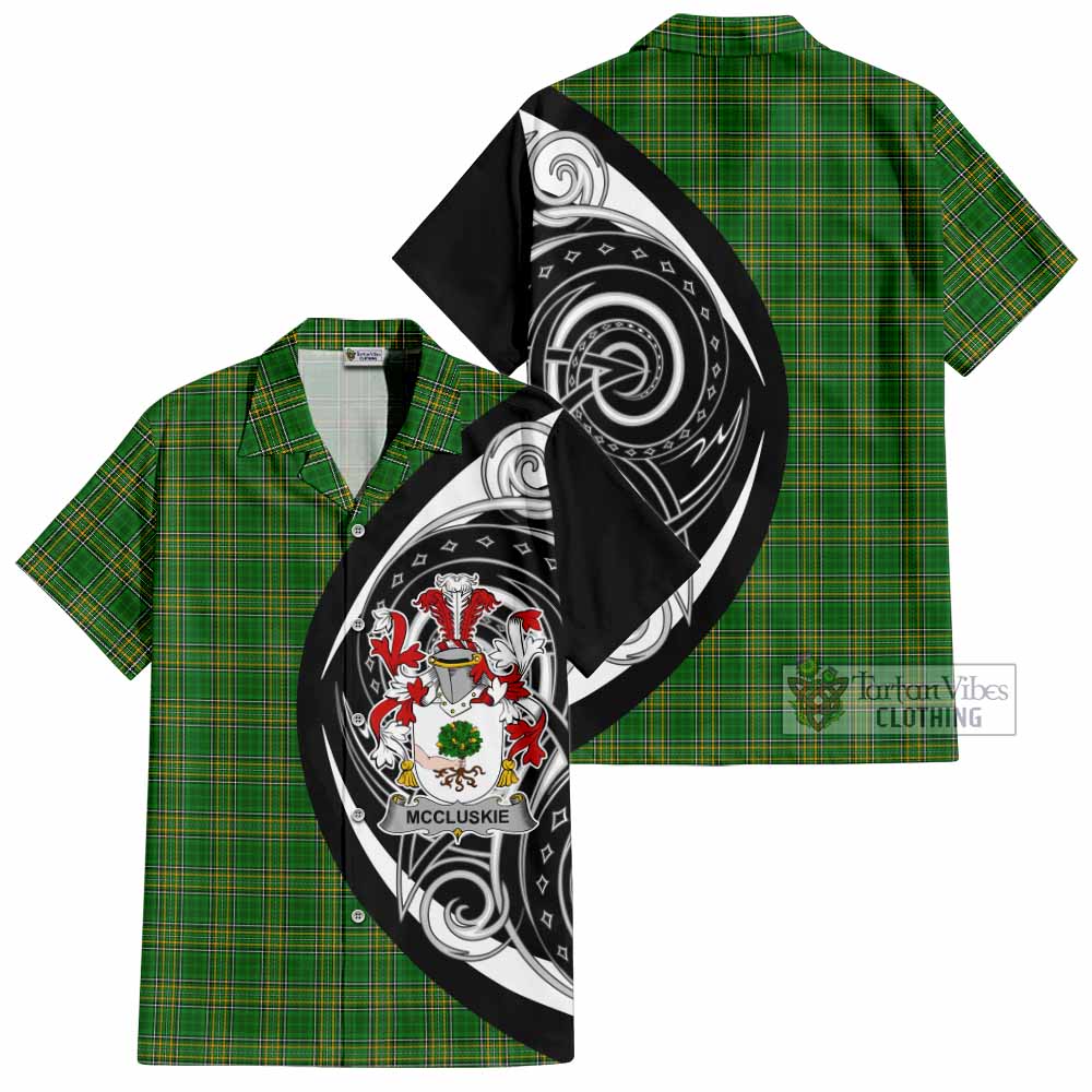 Tartan Vibes Clothing McCluskie Irish Clan Short Sleeve Button Shirt Celtic Circle Style
