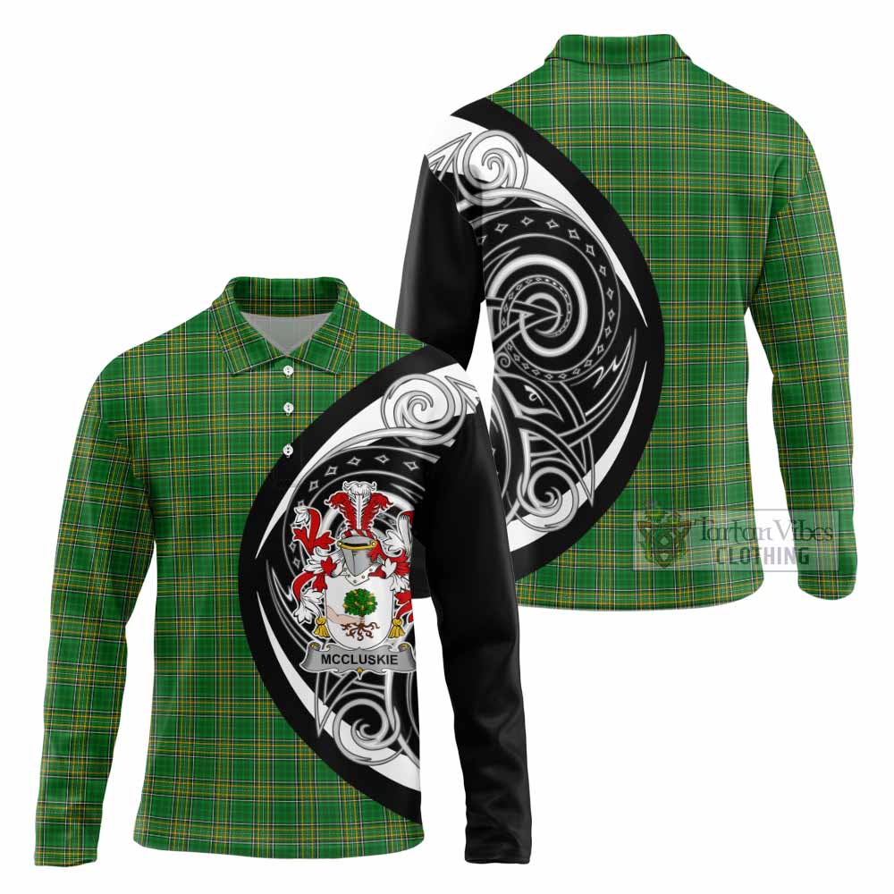 Tartan Vibes Clothing McCluskie Irish Clan Long Sleeve Polo Shirt Celtic Circle Style