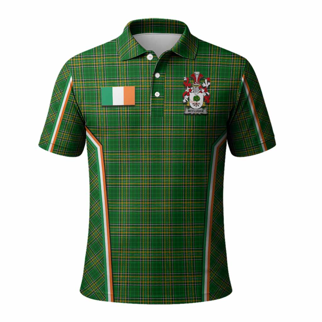 McCluskie Irish Clan Coat of Arm Tartan Polo Shirt Flag Style