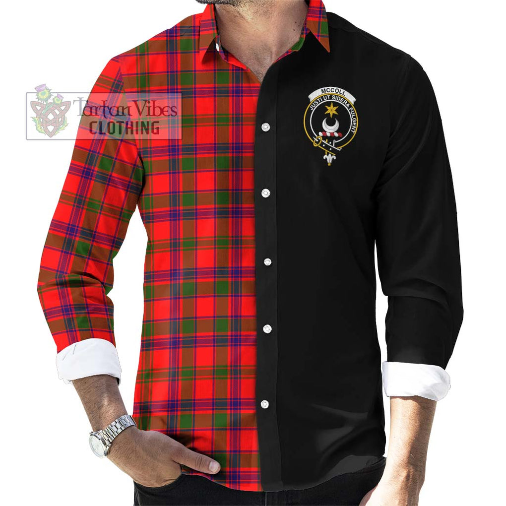 McColl Modern Tartan Long Sleeve Button Shirt with Family Crest and Half Of Me Style - Tartanvibesclothing Shop