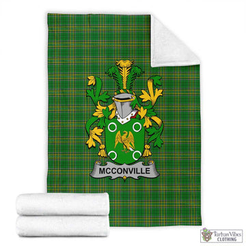 McConville Irish Clan Tartan Blanket with Coat of Arms X-Large 59 x 79 inches 150 x 200 cm - Tartan Vibes Clothing