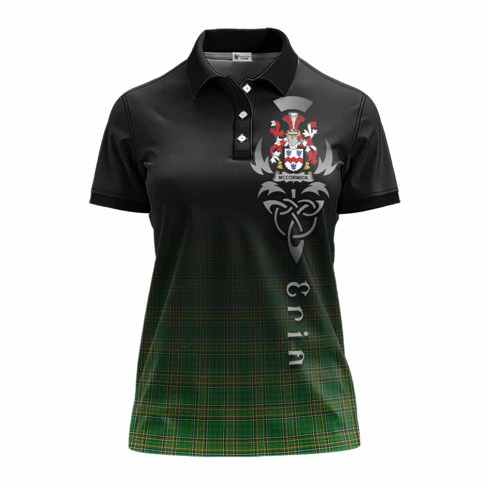 Tartan Vibes Clothing McCormick Irish Clan Women's Polo Shirt with Coat of Arms Erin Go Bragh Celtic Inspired