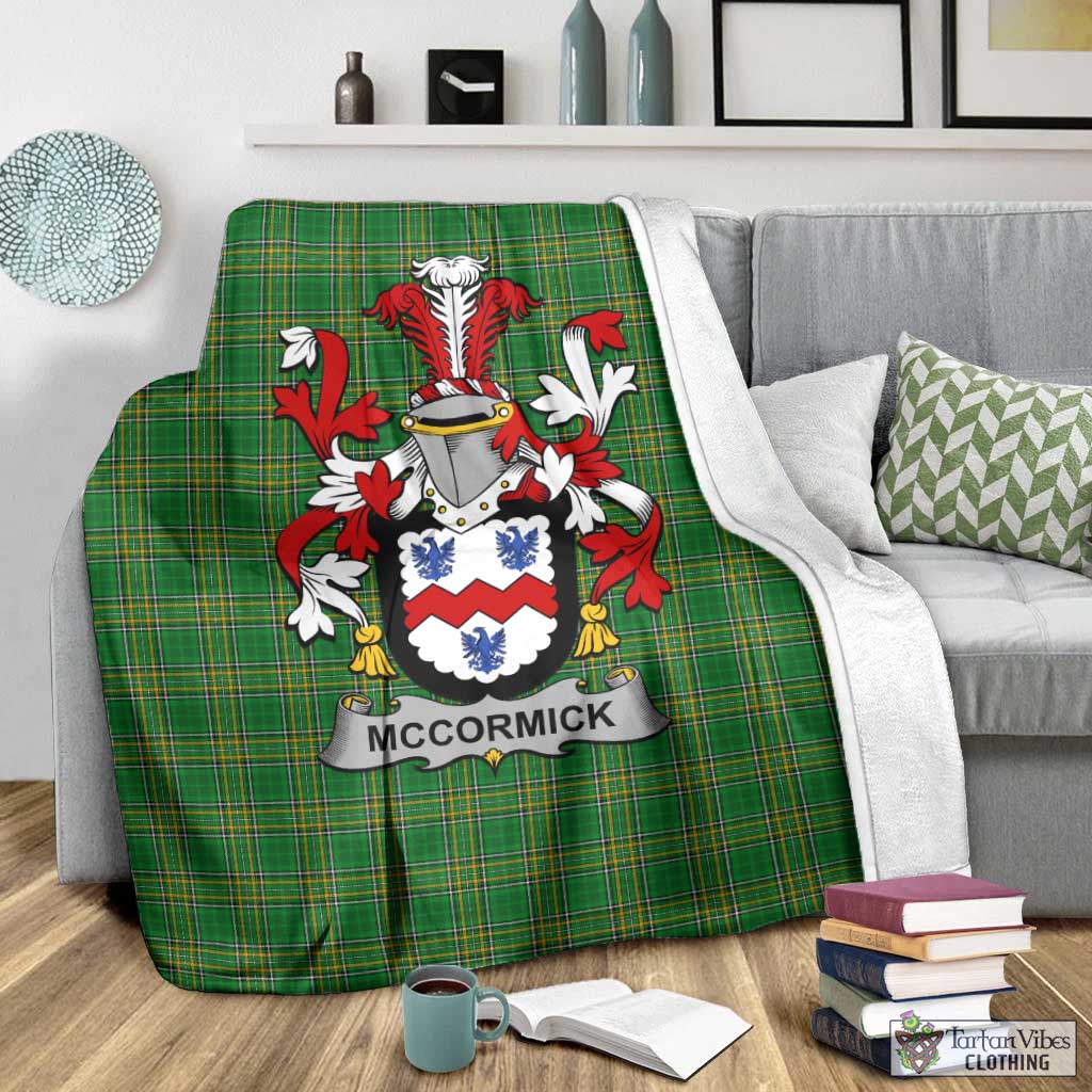 McCormick Irish Clan Tartan Blanket with Coat of Arms - Tartan Vibes Clothing