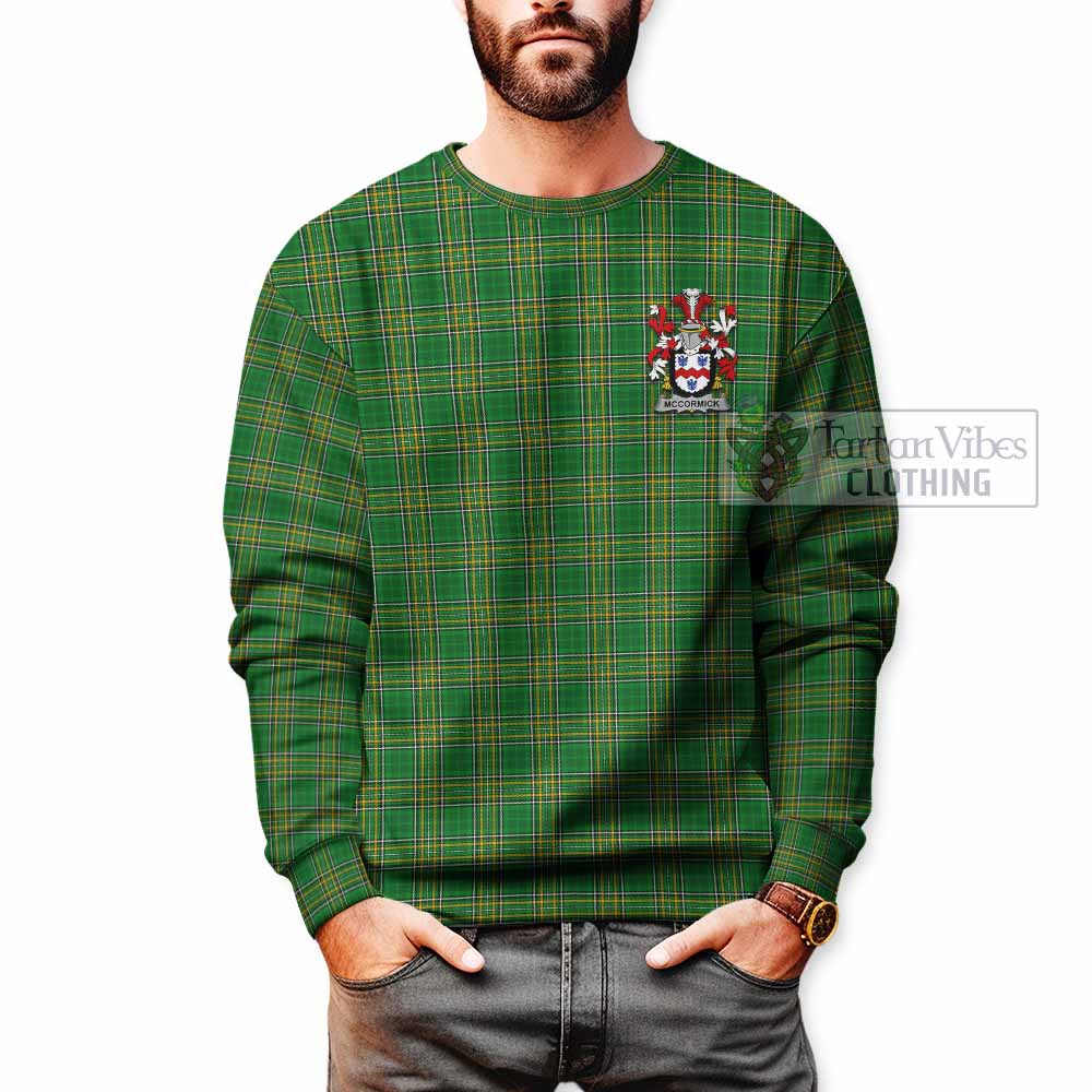 Tartan Vibes Clothing McCormick Irish Clan Tartan Sweatshirt with Coat of Arms