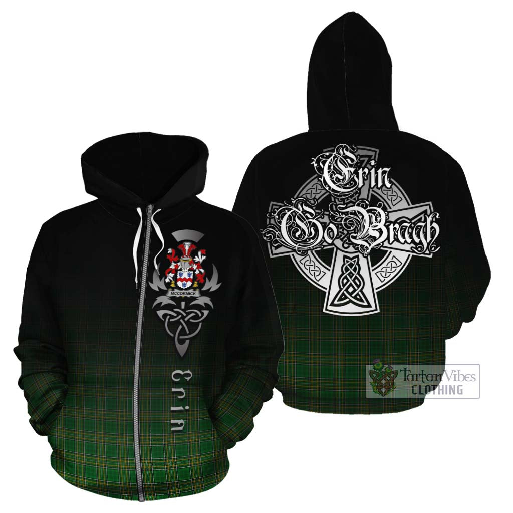 Tartan Vibes Clothing McCormick Irish Clan Cotton Hoodie with Coat of Arms Erin Go Bragh Celtic Inspired