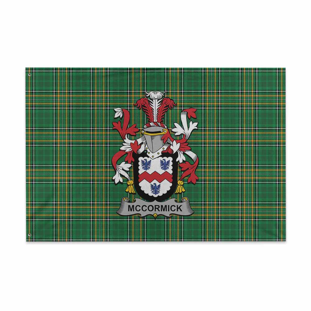Tartan Vibes Clothing McCormick Irish Clan Tartan House Flag with Coat of Arms