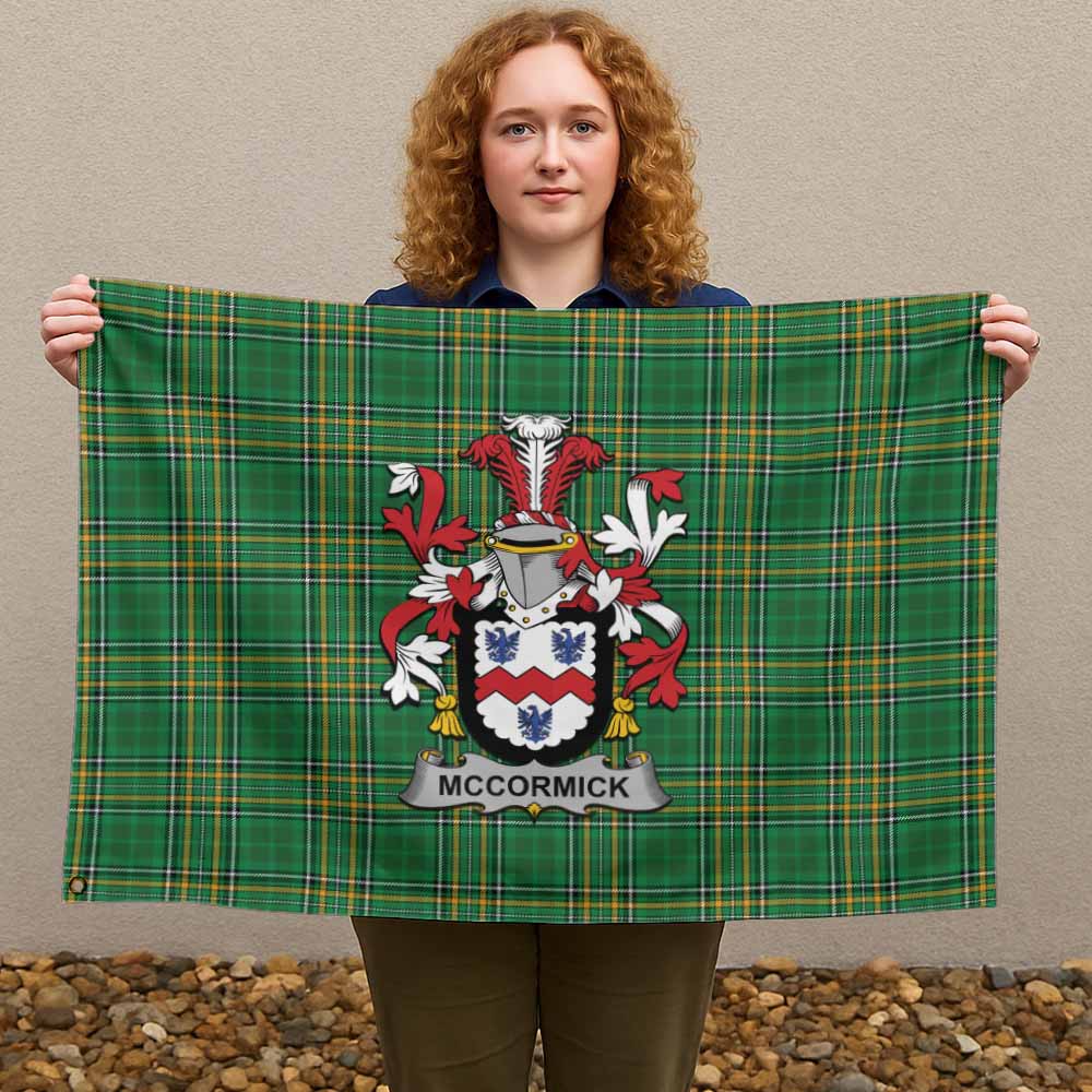 Tartan Vibes Clothing McCormick Irish Clan Tartan House Flag with Coat of Arms