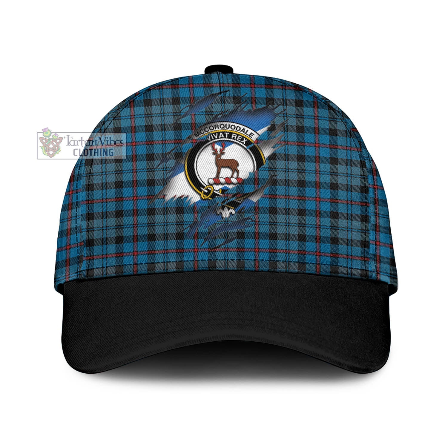 Tartan Vibes Clothing McCorquodale Tartan Classic Cap with Family Crest In Me Style