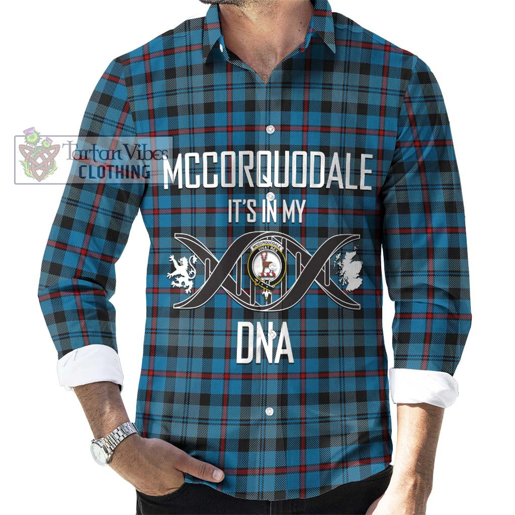 McCorquodale Tartan Long Sleeve Button Shirt with Family Crest DNA In Me Style Men's Shirt S - Tartanvibesclothing Shop