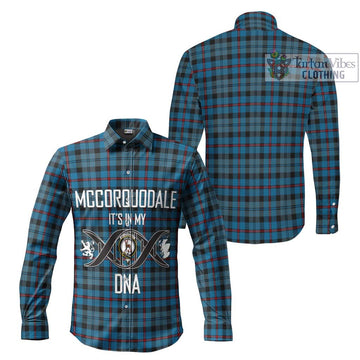 McCorquodale Tartan Long Sleeve Button Shirt with Family Crest DNA In Me Style Men's Shirt - Tartanvibesclothing Shop