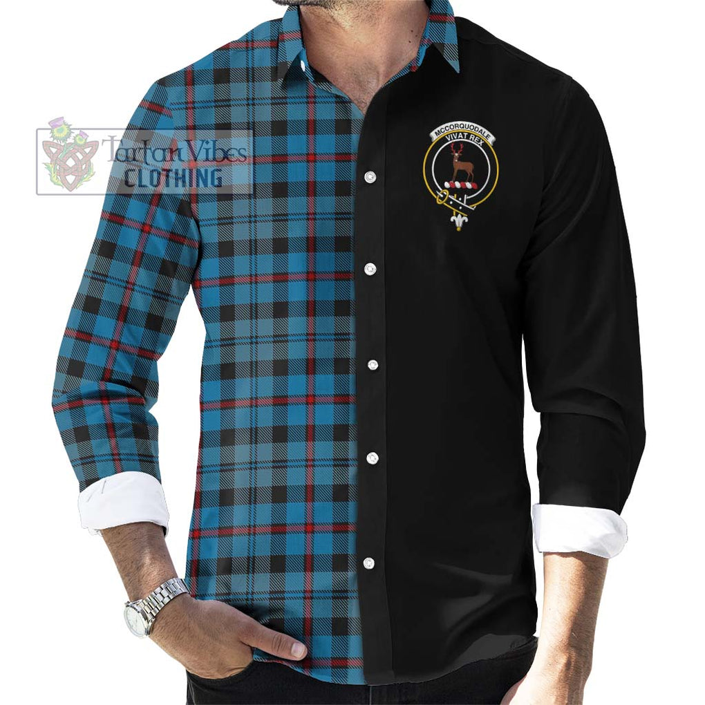 McCorquodale Tartan Long Sleeve Button Shirt with Family Crest and Half Of Me Style - Tartanvibesclothing Shop