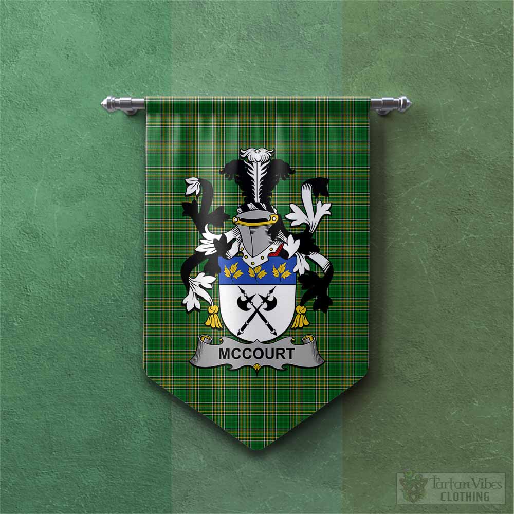 McCourt Irish Clan Tartan Gonfalon, Tartan Banner with Coat of Arms Chevron - Tartan Vibes Clothing