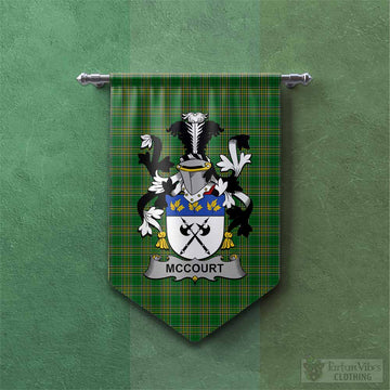 McCourt Irish Clan Tartan Gonfalon, Tartan Banner with Coat of Arms