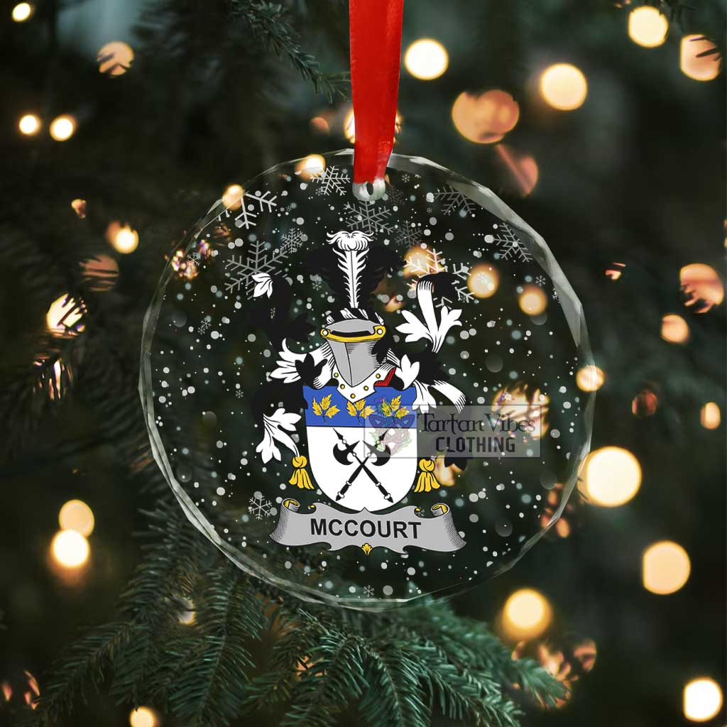 McCourt Irish Clan Christmas Glass Ornament with Coat of Arms - 2D-tartanvibesclothing
