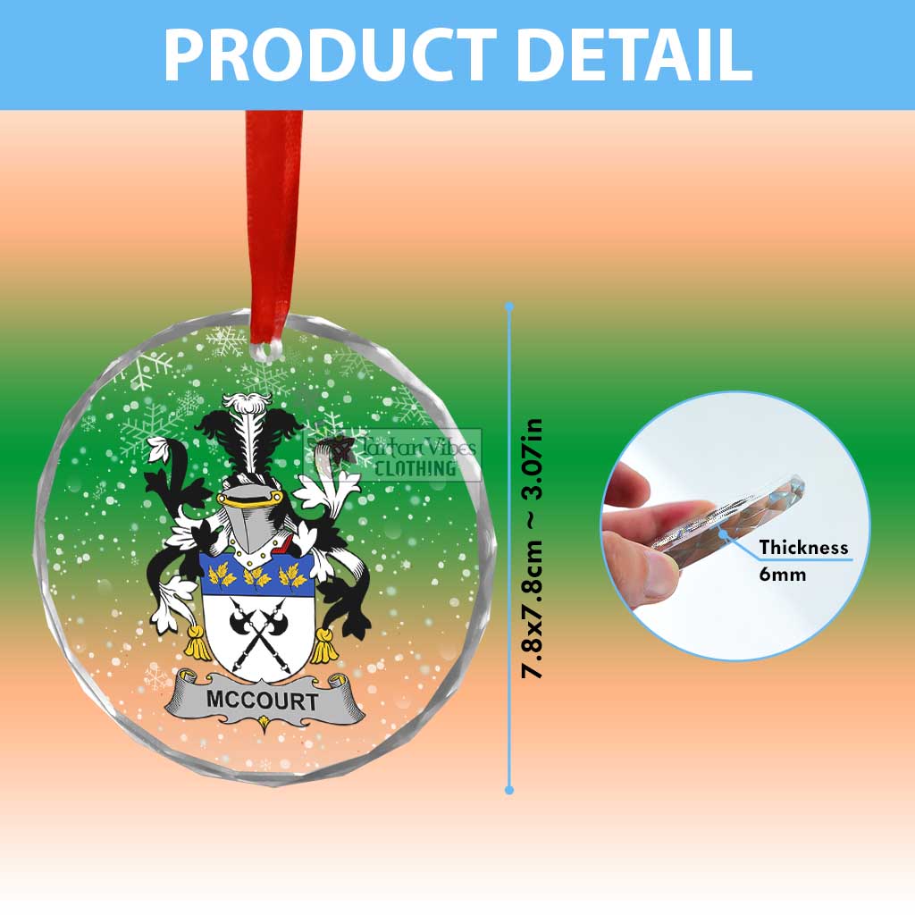 McCourt Irish Clan Christmas Glass Ornament with Coat of Arms - 2D-tartanvibesclothing